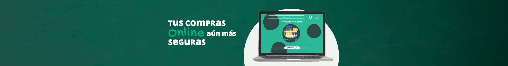 PSD2 - Tus compras online más seguras - Portátil con carrito de la compra online PSD2 - Tus compras online más seguras - Portátil con carrito de la compra online